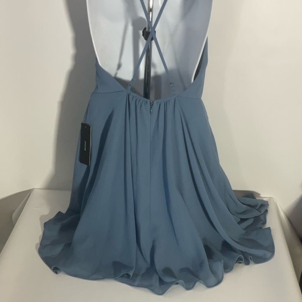 Lulu’s Skater Mini Dress Flow Skirt Dress Crisscross Strap Open Back Zip Up SM - Picture 9 of 16